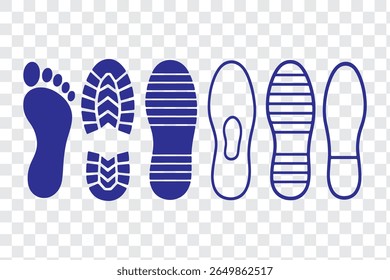 Footprint icon vector illustration, Trail shoes on white background.