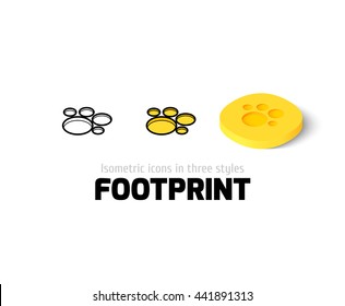 Footprint icon, vector symbol in flat, outline and isometric style