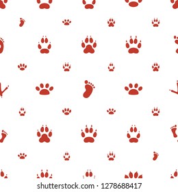 footprint icons pattern seamless white background. Included editable filled animal paw, foot print, paw, footprint of icobirdn, foot icons. footprint icons for web and mobile.