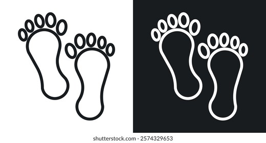 Footprint icons in thin black and white stroke liner style