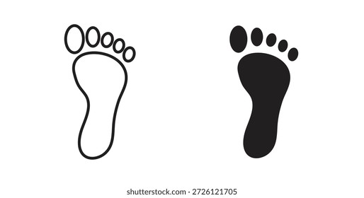 Símbolo de Vector de iconos de huella con trazo editable y versiones planas
