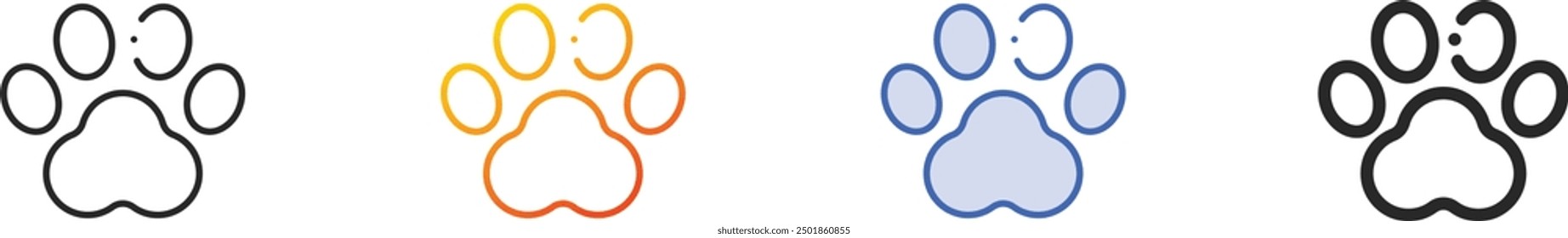 footprint icon.Thin Linear, Gradient, Blue Stroke and bold Style Design Isolated On White Background