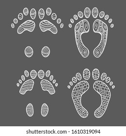 Footprint isolated from background. Foot collection. Feet set. Good element for Go Barefoot Day. Can be used as coloring page.