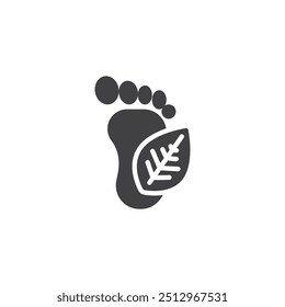 Huella con el ícono del Vector de la hoja. cartel plano lleno para el concepto móvil y el Diseño web. Icono de glifo de huella ambiental. Símbolo, ilustración del logotipo. Gráficos de Vector