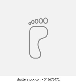 Footprint line icon for web, mobile and infographics. Vector dark grey icon isolated on light grey background.
