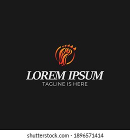 Footprint logo design with fire color and illustration.