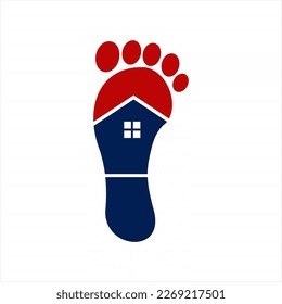 Footprint logo design with house symbol. Can be used for Real Estate logos, Spa, Health clinics.
