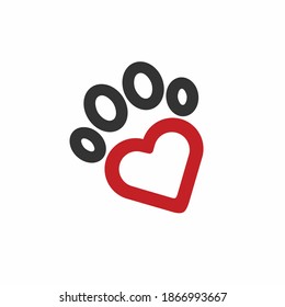 footprint logo with heart concept