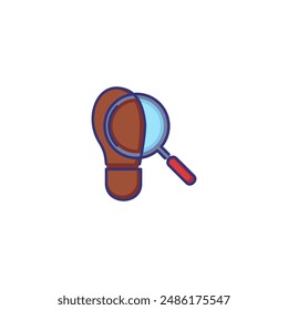 Footprint and magnifying glass icon. Evidence, detective, spy. Justice concept. Vector illustration can be used for topics like forensics, police, crime