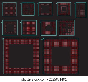 A footprint for mounting an electronic
component on a printed circuit board. Assembly 
drawing of the printed circuit board.
Surface mounting, bga component.