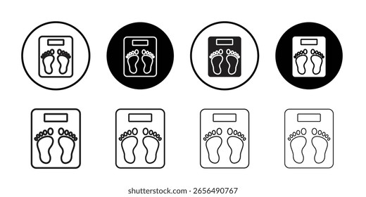Footprint on weight scale icon simple outline vector sign