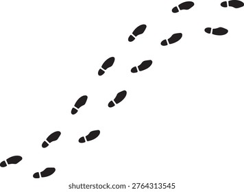 Footprint outline, thin line human bare foot track circle set on white. Minimalist walking person steps, footprint outline design, simple body part shape. Bare foot line art