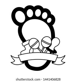 footprint pacifier rattle and sock boy decoration baby shower card vector illustration