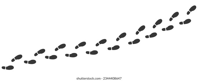 Footprint path icon. Human shoes footstep. Walking way. Hiking silhouette. Foot step. Footmark sign. Navigation wave for mobile app, game, poster. Vector icon Illustration.