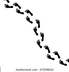 Footprint path illustration. Foor prints isolated on white background. Vector art.