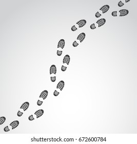 Footprint path illustration. Foot prints isolated on white background. Vector art.