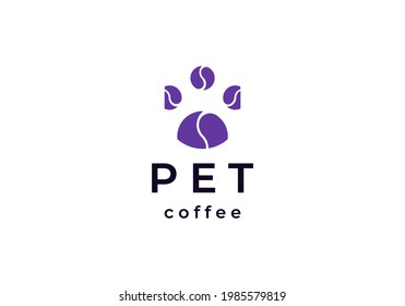 footprint pet coffee logo vector template