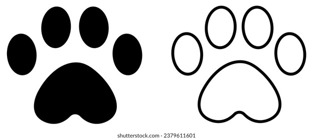 Footprint pet icons. Paw prints. Animal track. Vector illustration isolated on white background