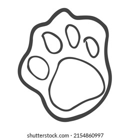 Footprint pet. Paw prints. Dog or cat vector, icon. Foot puppy isolated on white background. Black silhouette paw. Cute shape paw print. Walks for design. Animal track. Trace foot dog, cat. Vector