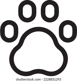 Footprint pet. Paw prints. Dog or cat vector, icon. Foot puppy isolated on white background. Black silhouette paw. Cute shape paw print. Walks for design. Animal track. Trace foot dog, cat. Vector
