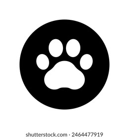 Footprint pet. Paw prints. Dog or cat vector, icon. Foot puppy isolated on white background. Black silhouette paw. Cute shape paw print. Walks for design. Animal track. Trace foot dog, cat. Vector