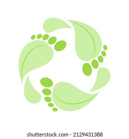 Footprint recycle sign, isolated on white background. Reducing the carbon footprint of your life, sustainable and ethical consumption. Net zero. Carbon neutral, eco-friendly. Vector