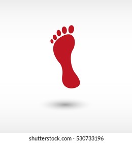 footprint - red vector  icon with shadow