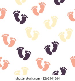 Footprint repeat pattern. Unique illustration for fabric,paper,wrap,t-shirt,textile, poster, card, scrapbooking, birthday and party invitation, wallpaper or background.