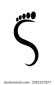 footprint S letter logo with trendy design. human footprint icon