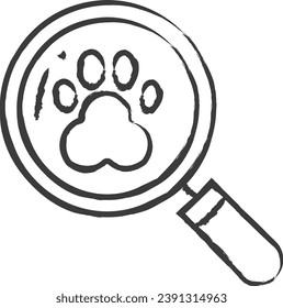 Footprint search hand drawn vector illustration