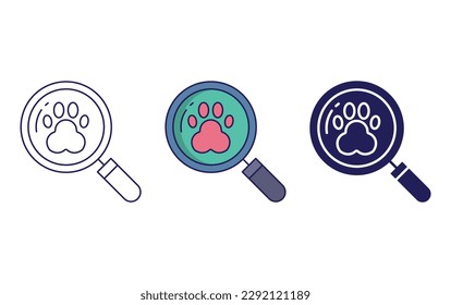 Footprint search line and solid illustration icon