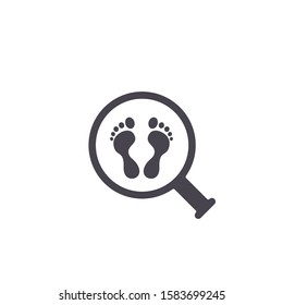 Footprint searching icon, vector sign, flat style illustration isolated on white.