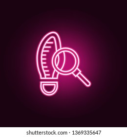 Footprint, searching neon icon. Elements of Law & Justice set. Simple icon for websites, web design, mobile app, info graphics