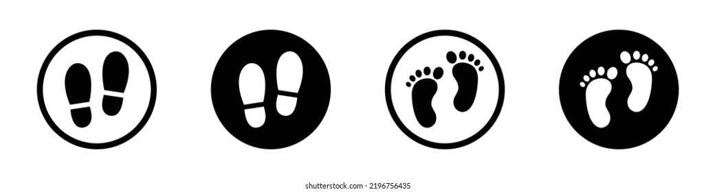 Footprint set icon. Shoes Icon. Foot Icon, Vector Illustration