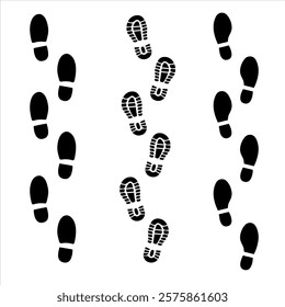 Footprint set of footprint icon, Silhouette of footprints. Vector illustration.