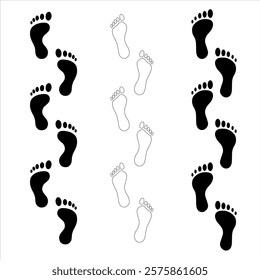 Footprint set of footprint icon, Silhouette of footprints. Vector illustration.