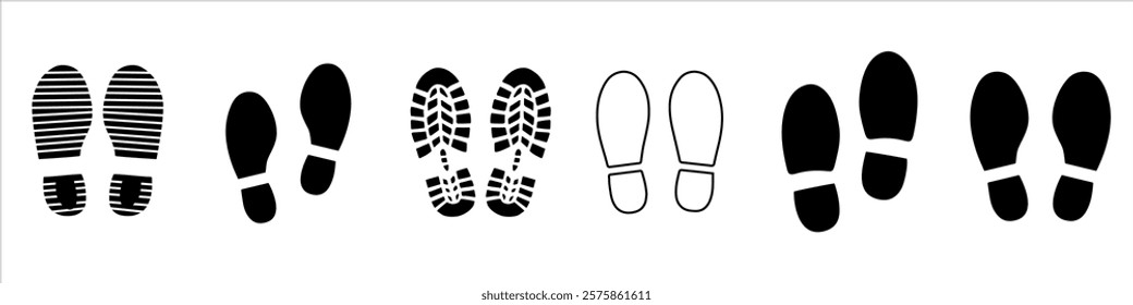 Footprint set of footprint icon, Silhouette of footprints. Vector illustration.