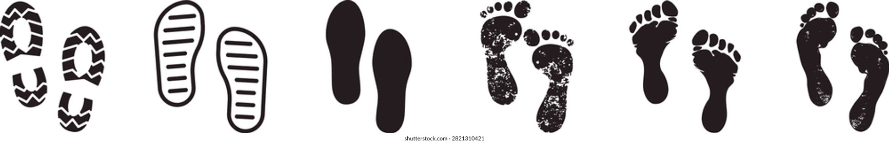 Footprint and Shoe Print Vector Illustration for Direction and Trail Graphics