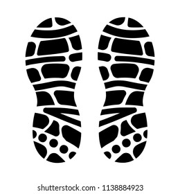 Footprint of shoe sole isolated on white background. Vector illustratioon