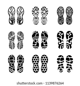 Footprint of shoe sole isolated on white background. Vector illustratioon