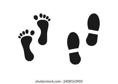 Footprint and shoe sole symbol icon vector