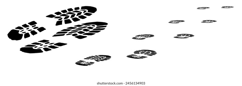 footprint shoe sole tracking path on transparent background, shoe footprint path vector illustration