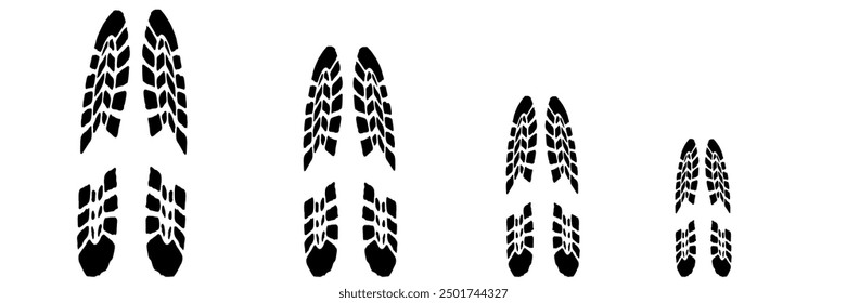 footprint shoe sole tracking path on transparent background, shoe footprint path vector illustration