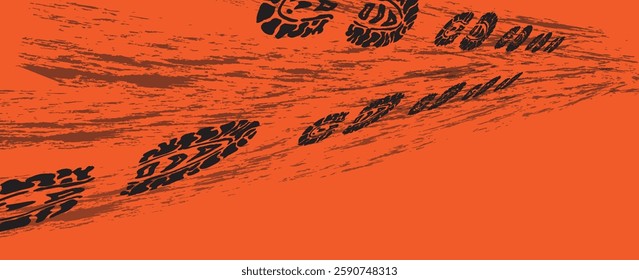 footprint shoe sole tracking path on transparent background, shoe footprint path vector illustration