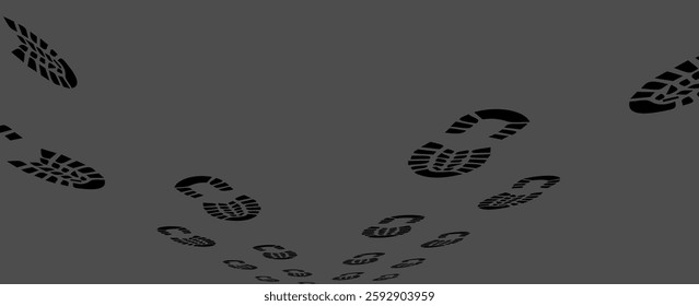 footprint shoe sole tracking path on transparent background, shoe footprint path vector illustration	