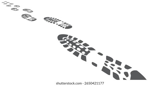 footprint shoe sole tracking path on transparent background, shoe footprint path vector illustration	