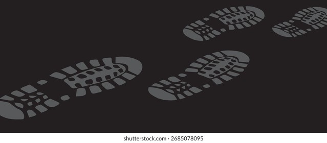 footprint shoe sole tracking path on transparent background, shoe footprint path. vector illustration