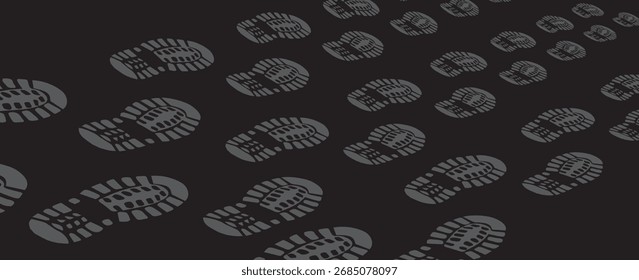 footprint shoe sole tracking path on transparent background, shoe footprint path. vector illustration