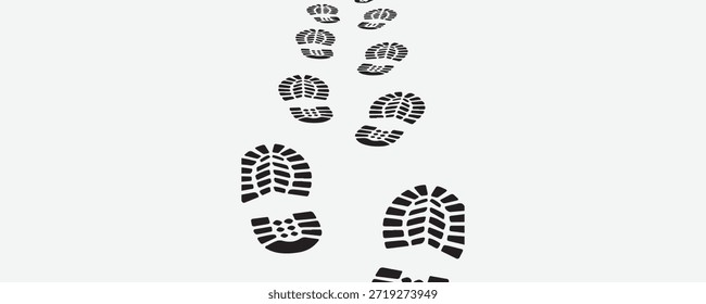 Ruta de seguimiento de la suela del zapato en el fondo transparente, ruta de la huella del zapato, con un estilo moderno del concepto