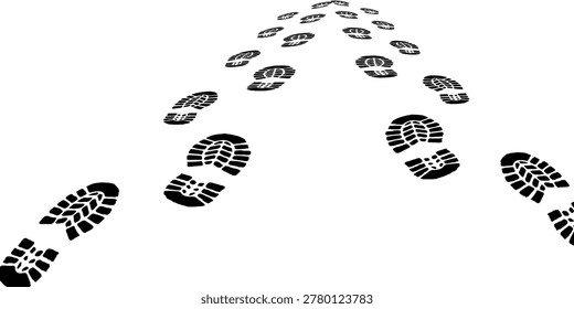footprint shoe sole tracking path on transparent background, shoe footprint path vector illustration	